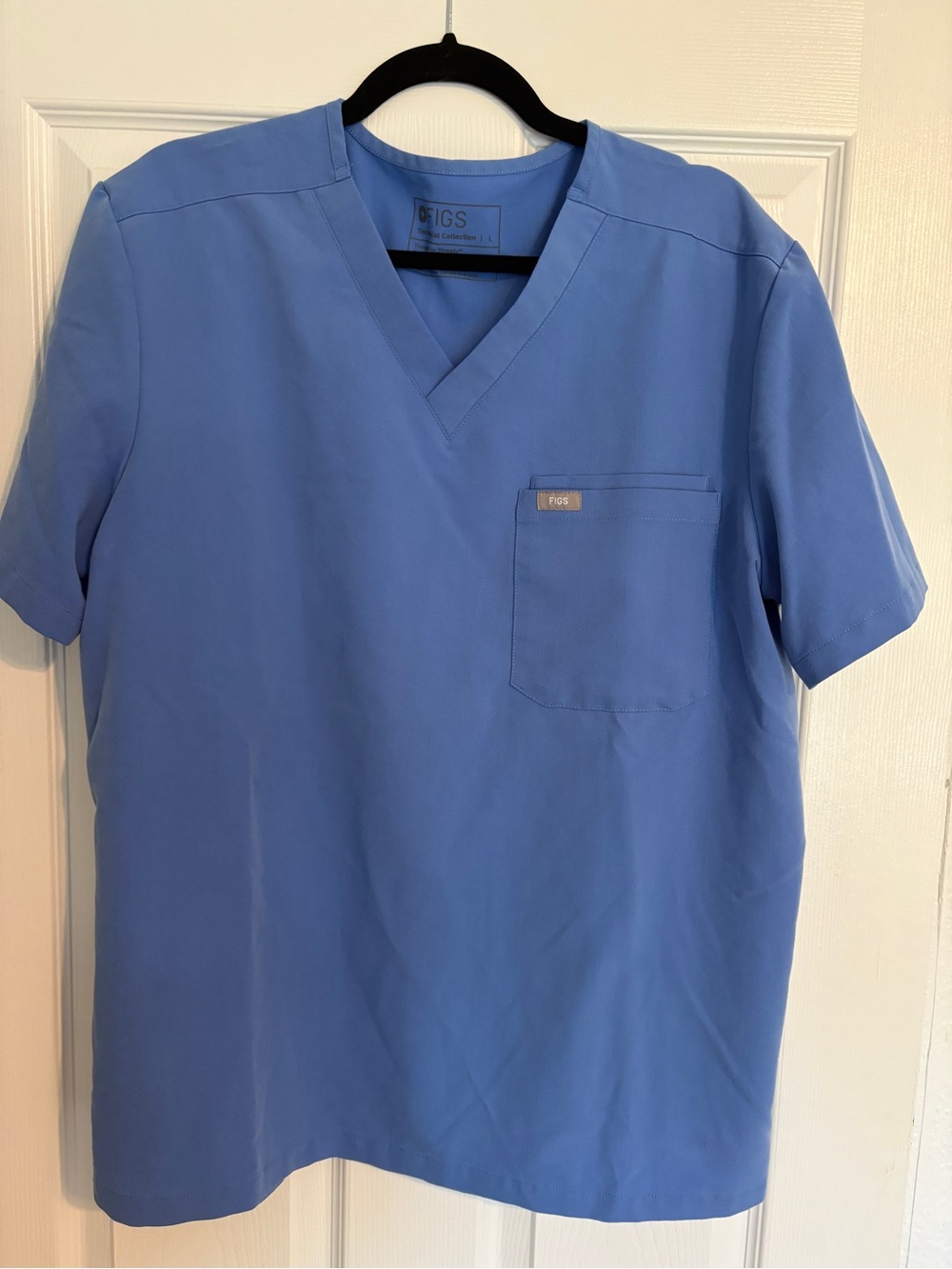 Figs Technical Collection Double Pocket Scrub Top Size L Ceil Blue